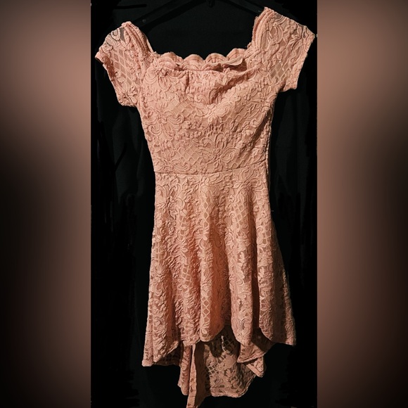 Pink juniors size 3 high low lace dress by City Studio - Picture 5 of 7